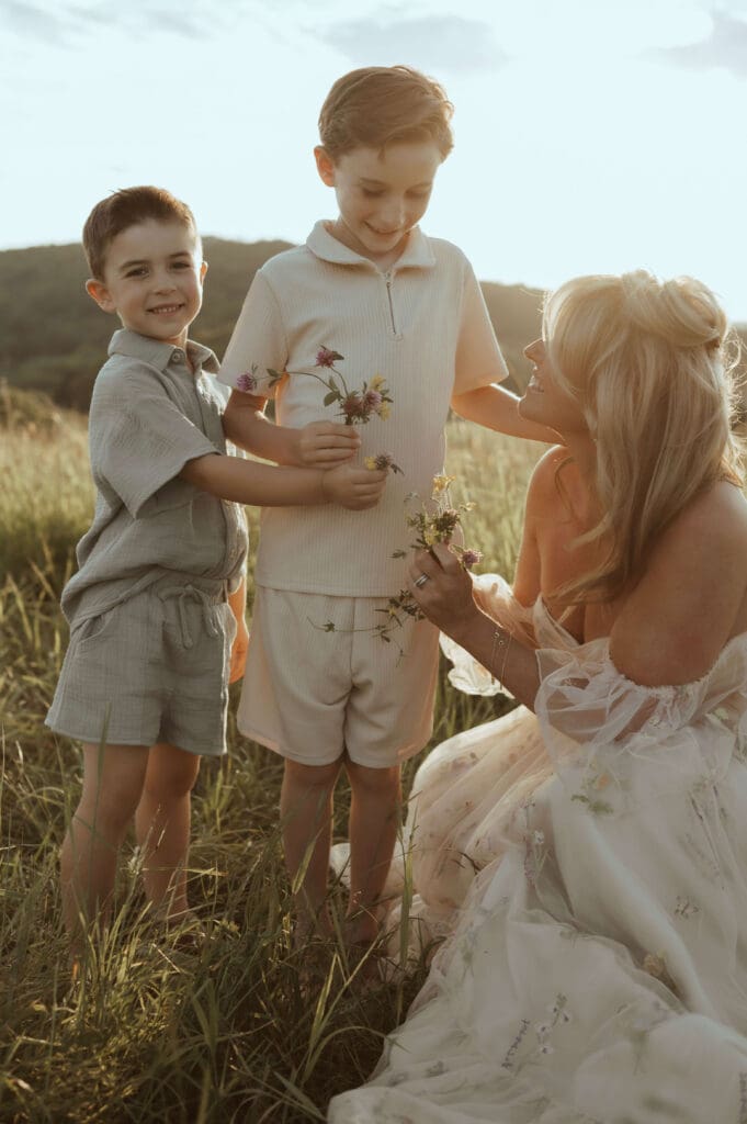 family photoshoot in field